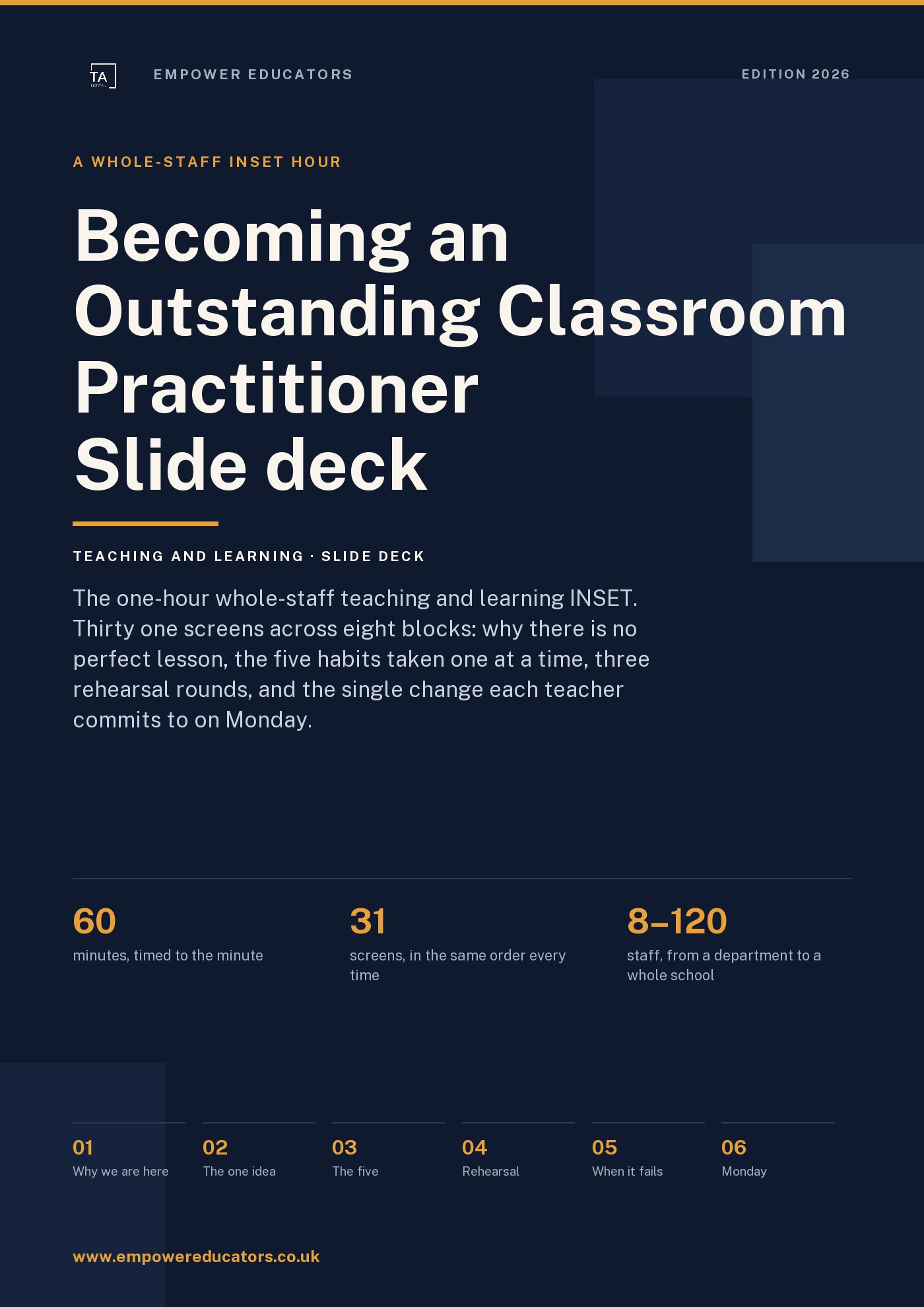 Cover of Becoming an Outstanding Classroom Practitioner — Slide deck