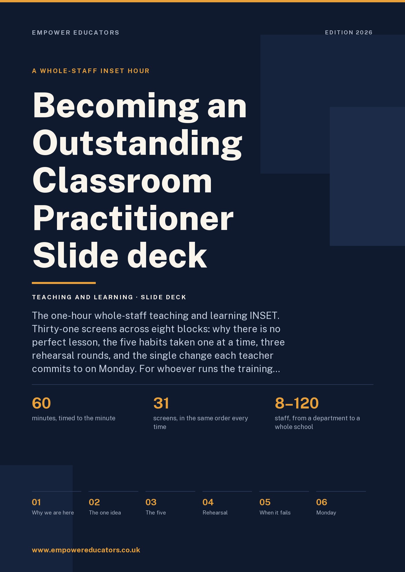Cover of Becoming an Outstanding Classroom Practitioner — Slide deck