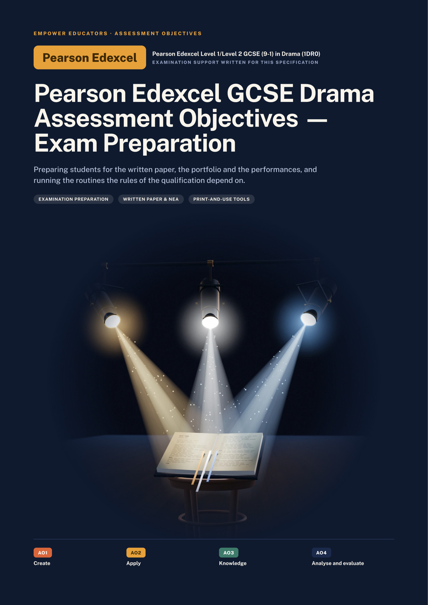 Cover of Pearson Edexcel GCSE Drama Assessment Objectives — Exam Preparation