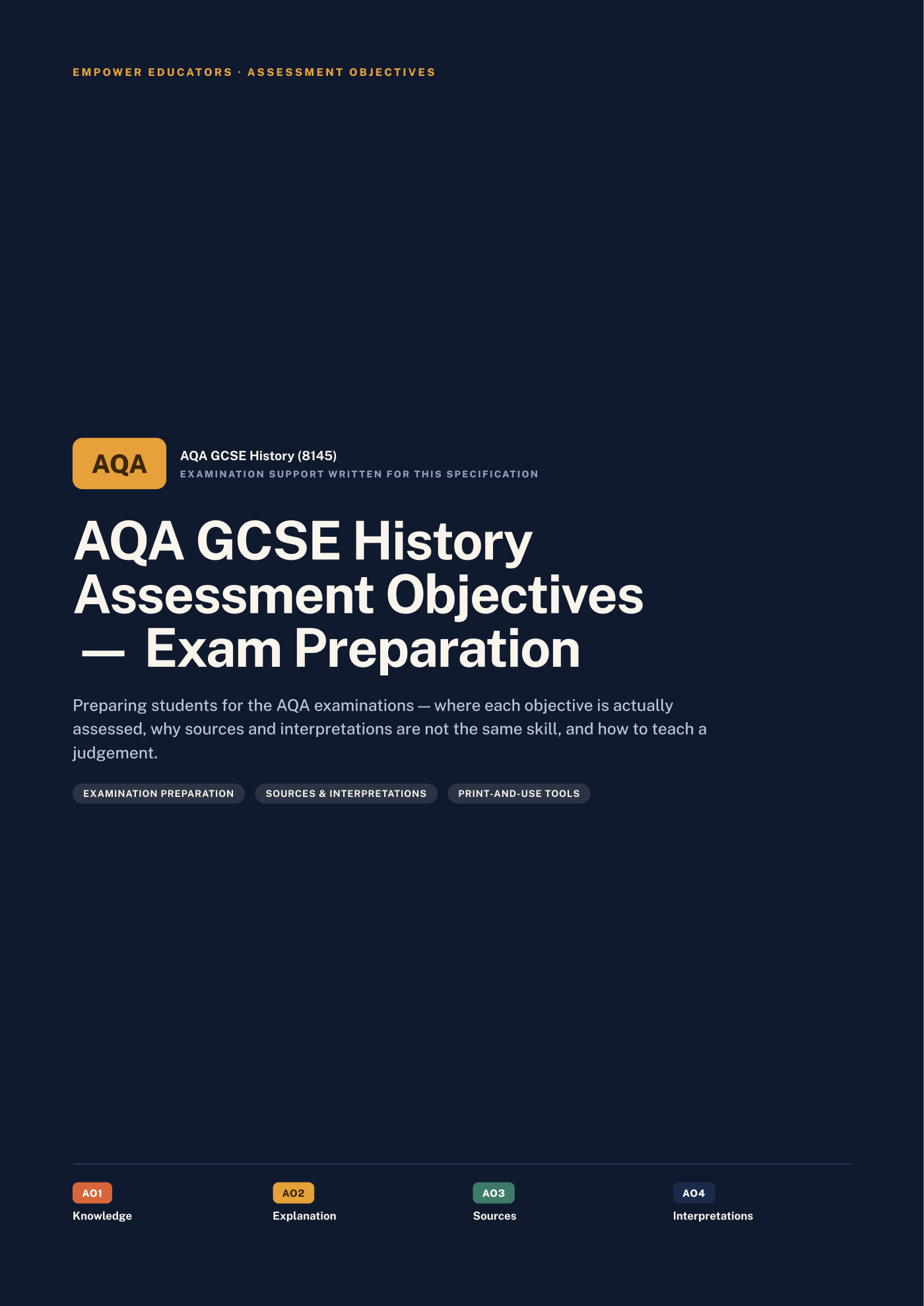 Cover of AQA GCSE History Assessment Objectives — Exam Preparation