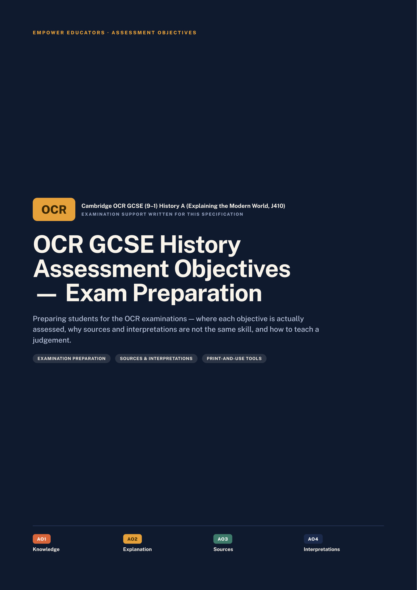 Cover of OCR GCSE History Assessment Objectives — Exam Preparation