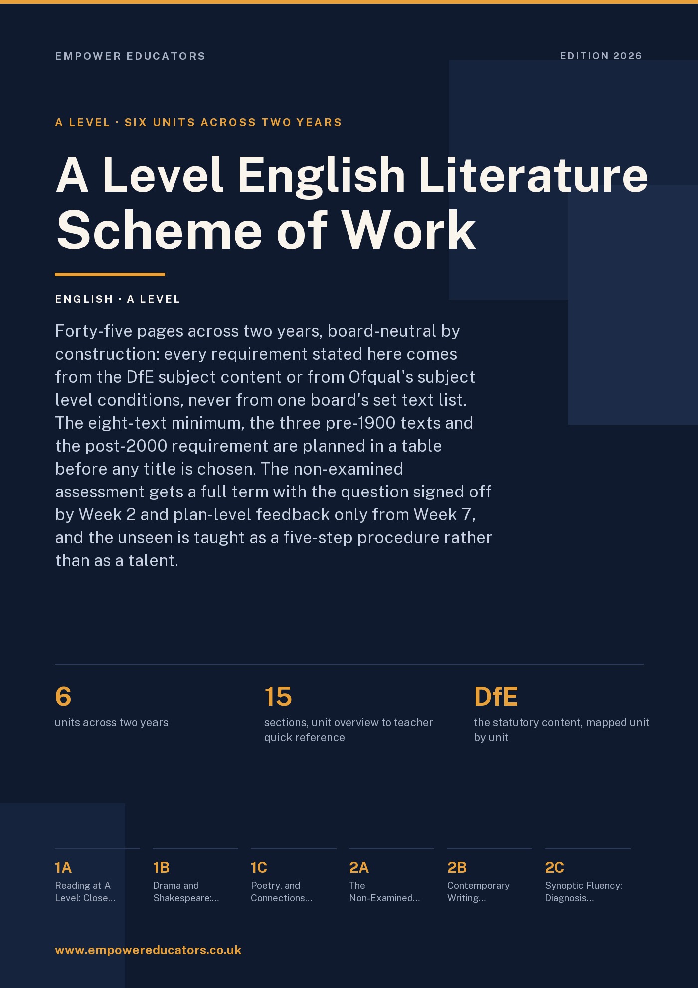 Cover of A Level English Literature Scheme of Work