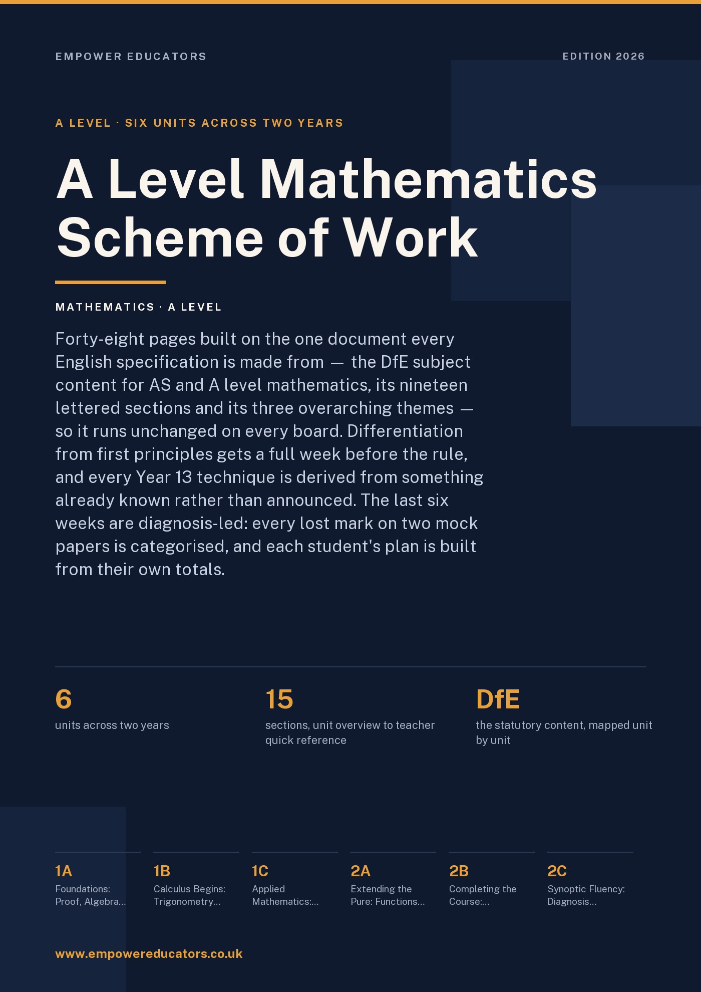 Cover of A Level Mathematics Scheme of Work