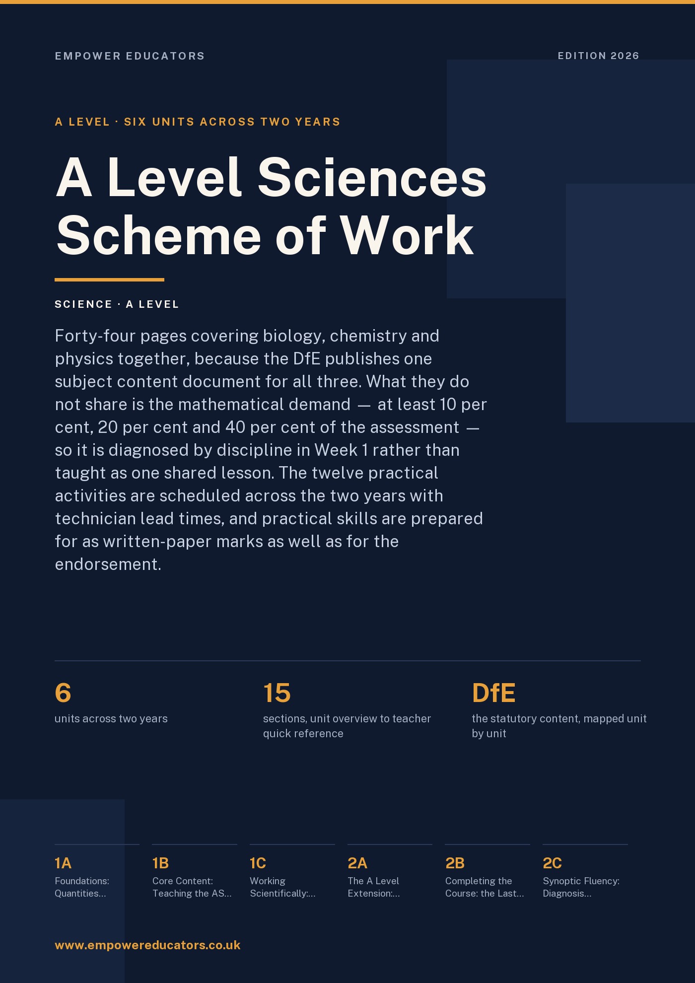 Cover of A Level Sciences Scheme of Work