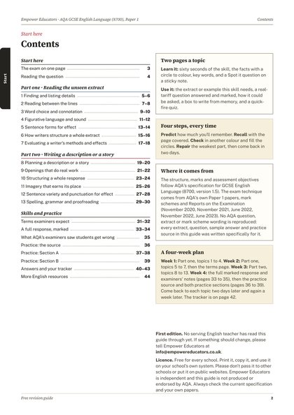 Page 2 of the guide: Contents