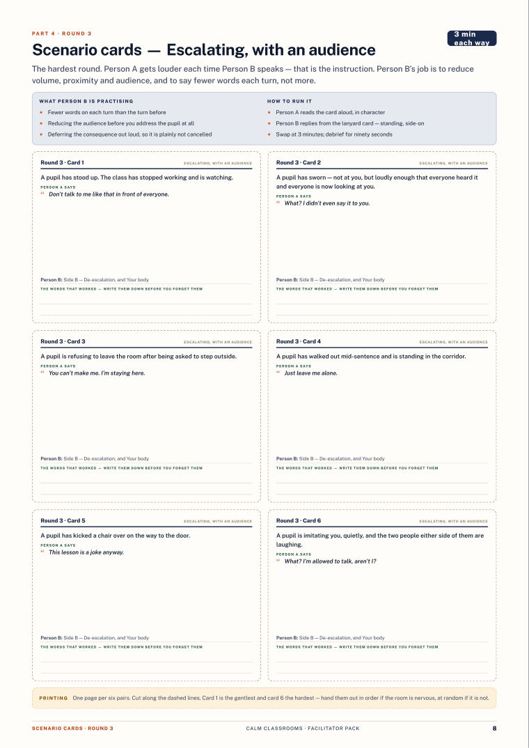 Page 8 of Calm Classrooms — Facilitator pack