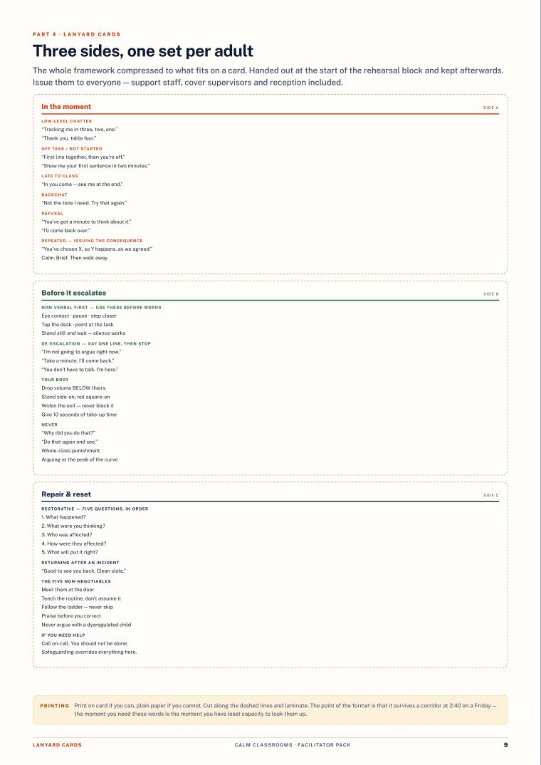Page 9 of Calm Classrooms — Facilitator pack