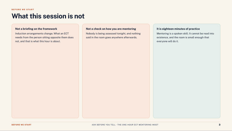 Page 3 of Ask Before You Tell — Slide deck