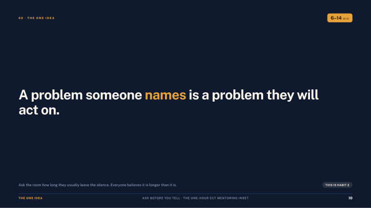 Page 10 of Ask Before You Tell — Slide deck