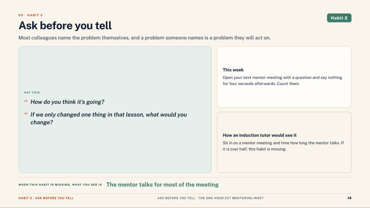 Page 14 of Ask Before You Tell — Slide deck
