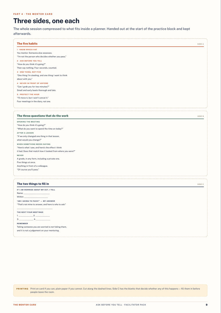 Page 9 of Ask Before You Tell — Facilitator pack