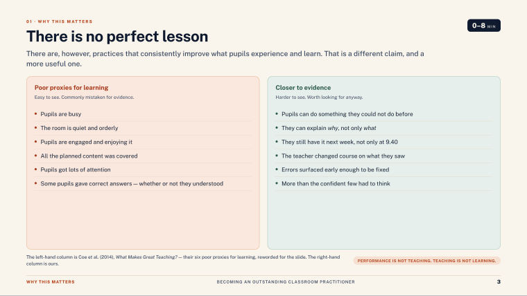 Page 3 of Becoming an Outstanding Classroom Practitioner — Slide deck