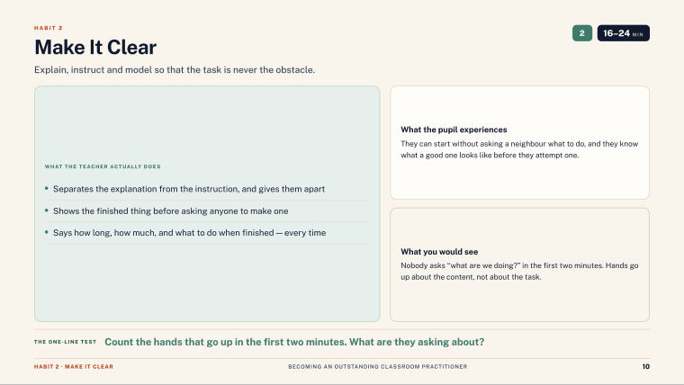 Page 10 of Becoming an Outstanding Classroom Practitioner — Slide deck