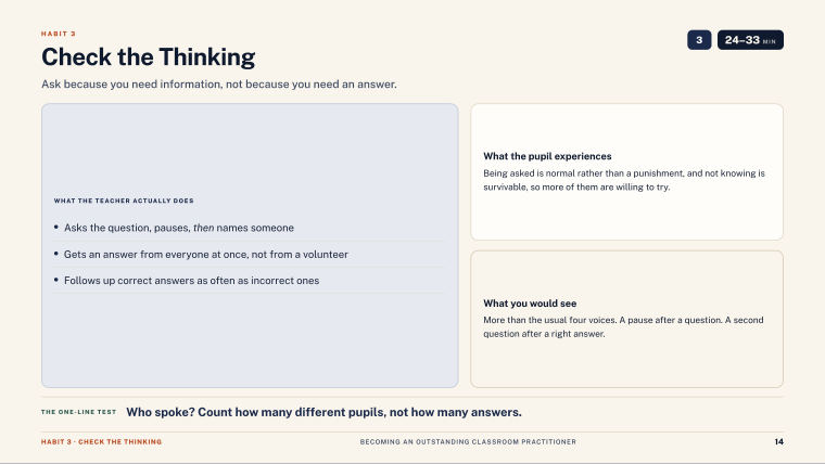 Page 14 of Becoming an Outstanding Classroom Practitioner — Slide deck