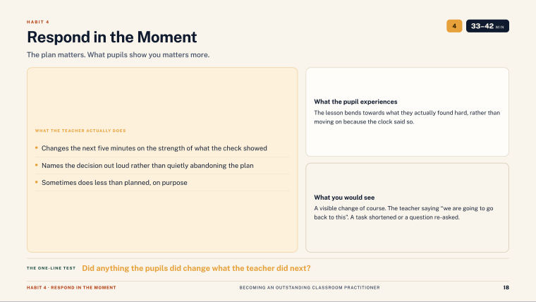 Page 18 of Becoming an Outstanding Classroom Practitioner — Slide deck
