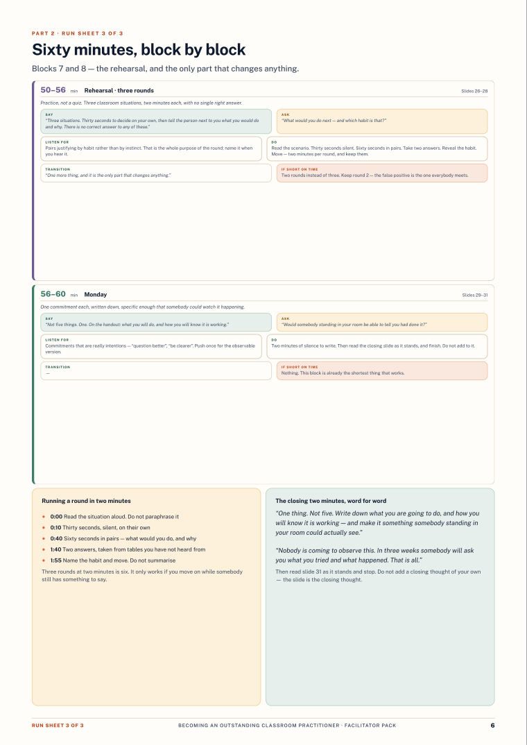Page 6 of Becoming an Outstanding Classroom Practitioner — Facilitator pack