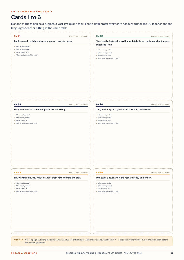 Page 9 of Becoming an Outstanding Classroom Practitioner — Facilitator pack