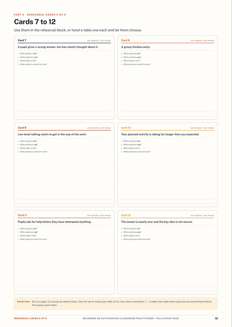 Page 10 of Becoming an Outstanding Classroom Practitioner — Facilitator pack