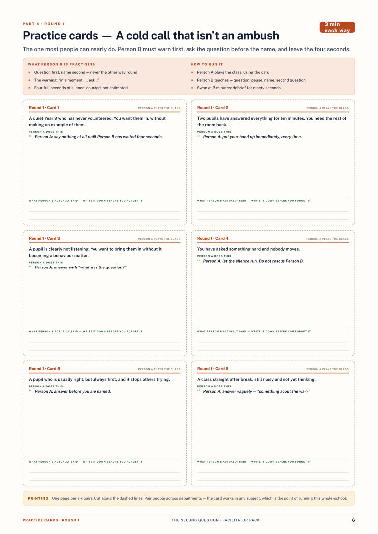 Page 6 of The Second Question — Facilitator pack