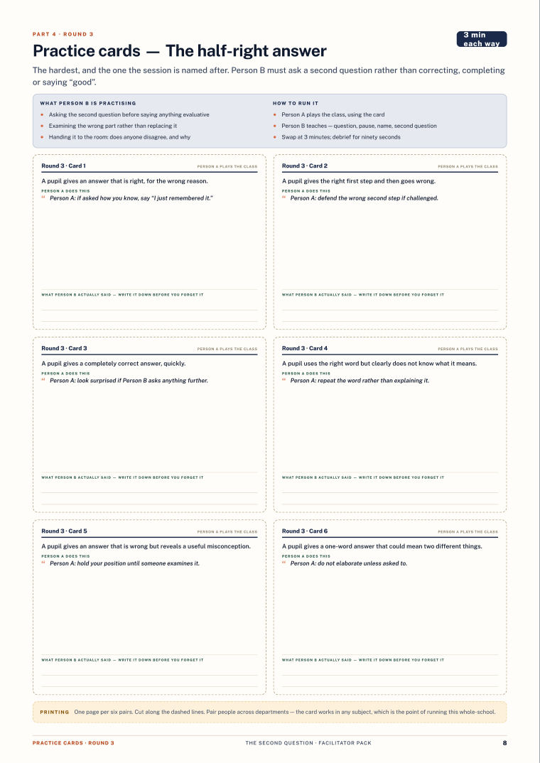 Page 8 of The Second Question — Facilitator pack