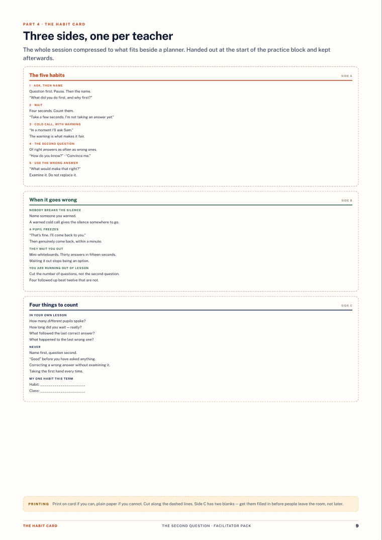 Page 9 of The Second Question — Facilitator pack