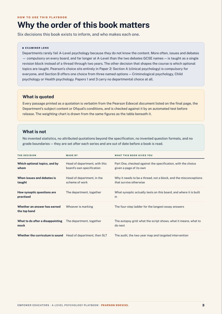 Page 3 of Pearson Edexcel A Level Psychology Assessment Objectives — Exam Preparation