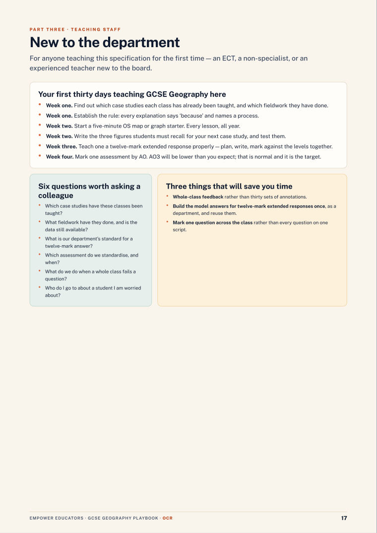 New to the department · OCR GCSE Geography A Assessment Objectives — Exam Preparation, page 17