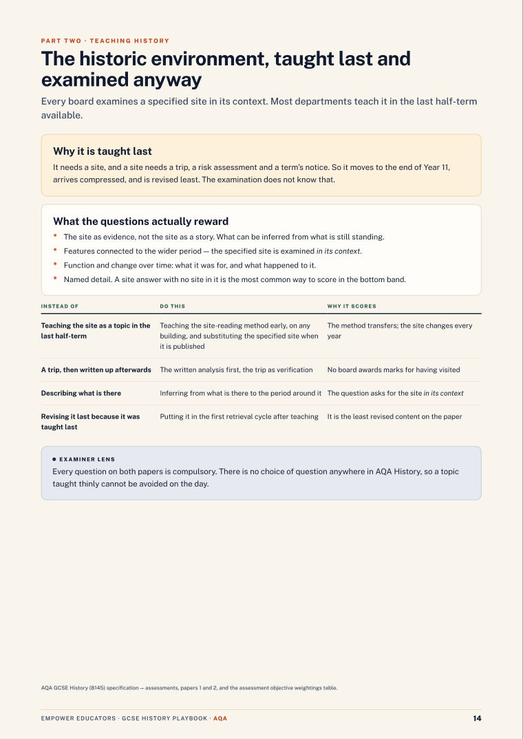 The historic environment · AQA GCSE History Assessment Objectives — Exam Preparation, page 14