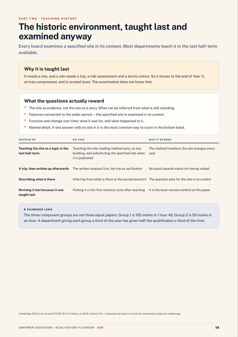 The historic environment · OCR GCSE History Assessment Objectives — Exam Preparation, page 14