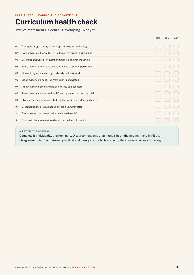 Page 19 of GCSE Physical Education — Pearson Edexcel