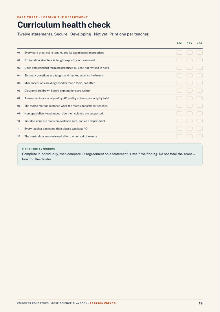 Page 19 of GCSE Science — Pearson Edexcel