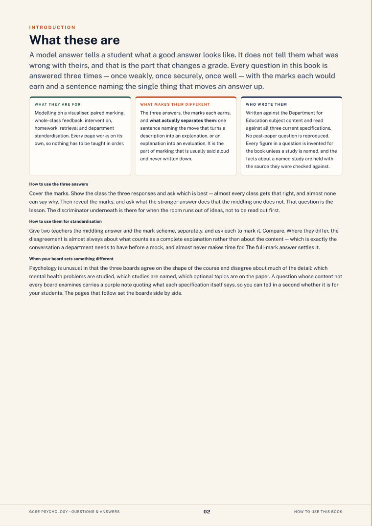 What these are · GCSE Psychology Questions & Answers, page 2