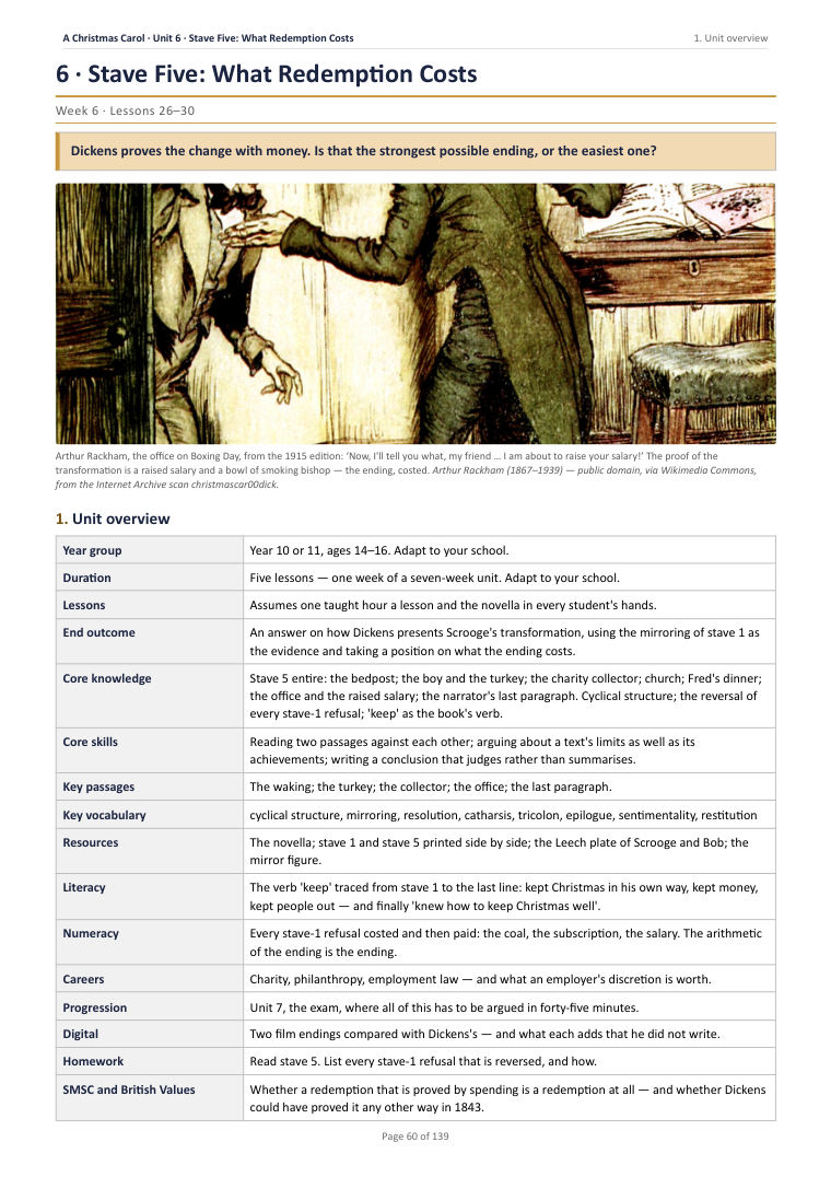6 · Stave Five: What Redemption Costs · A Christmas Carol: The Complete Teacher Pack, page 60