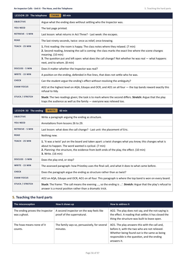 5. Teaching the hard parts · An Inspector Calls: The Complete Teacher Pack, page 56
