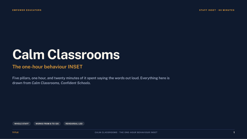 Page 1 of Calm Classrooms — Slide deck