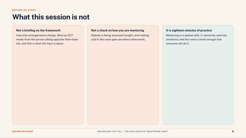Page 3 of Ask Before You Tell — Slide deck