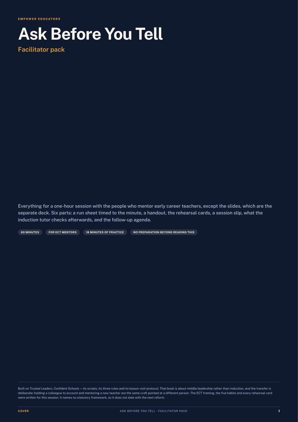 Page 1 of Ask Before You Tell — Facilitator pack