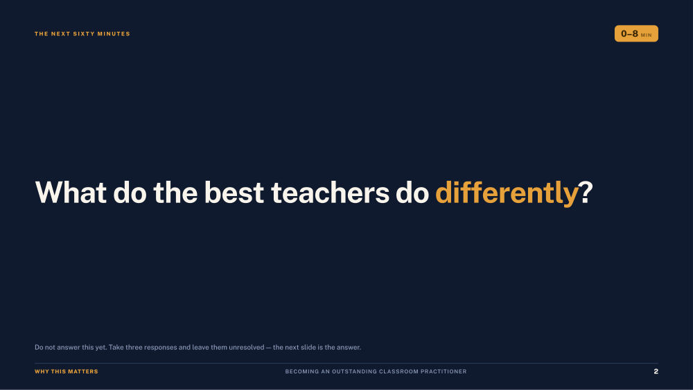 Page 2 of Becoming an Outstanding Classroom Practitioner — Slide deck