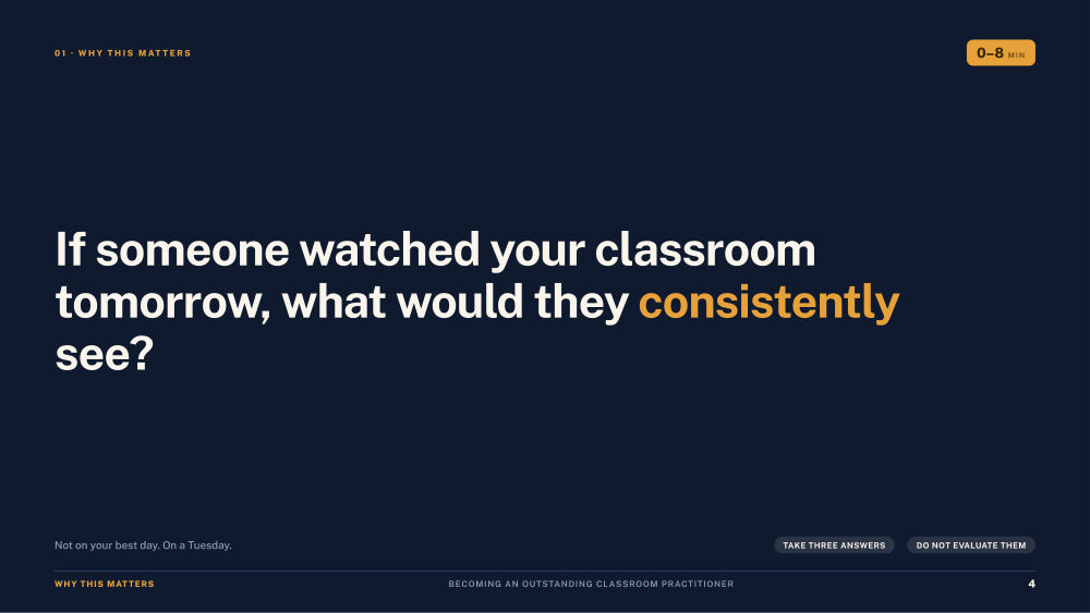 Page 4 of Becoming an Outstanding Classroom Practitioner — Slide deck