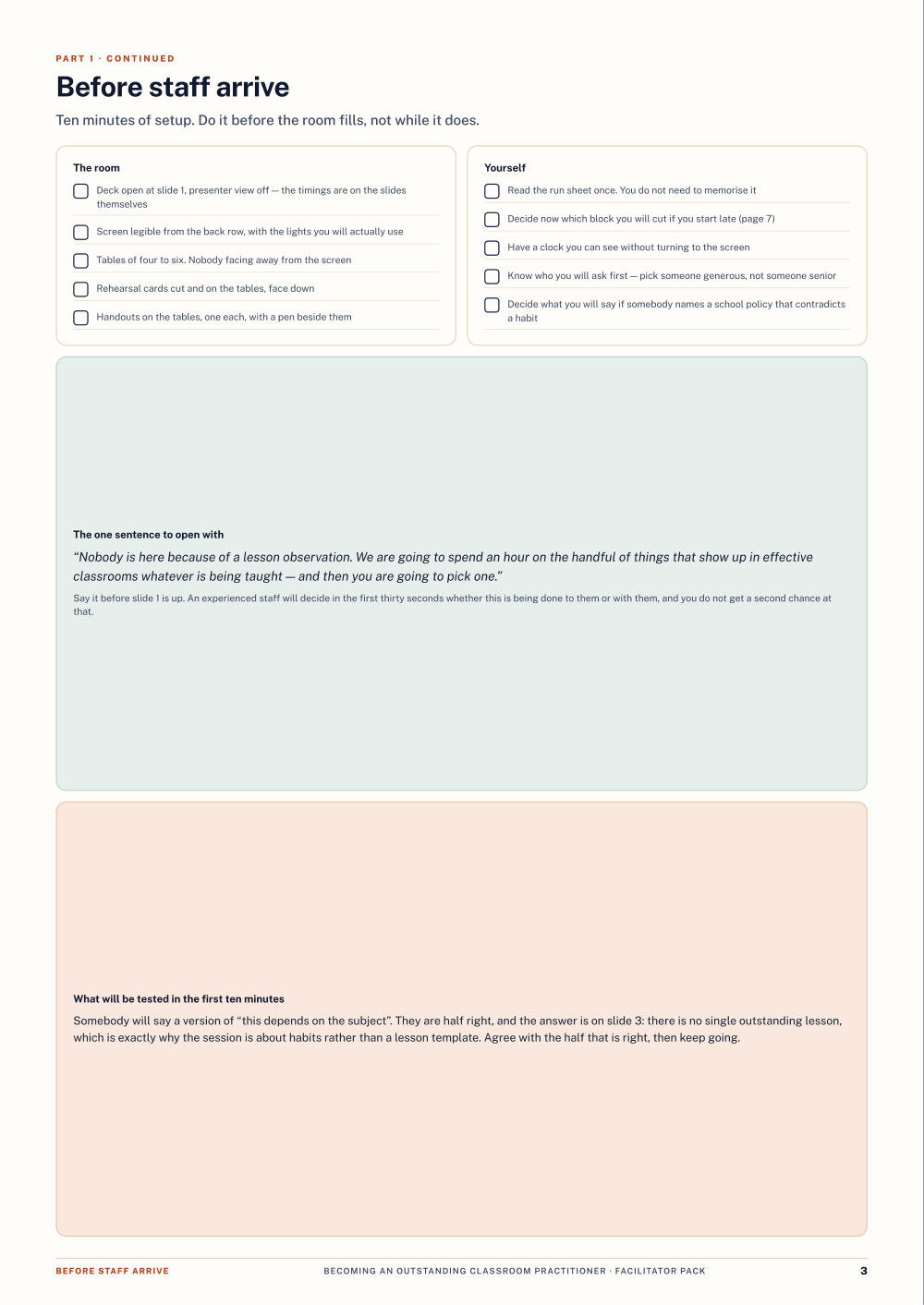 Page 3 of Becoming an Outstanding Classroom Practitioner — Facilitator pack
