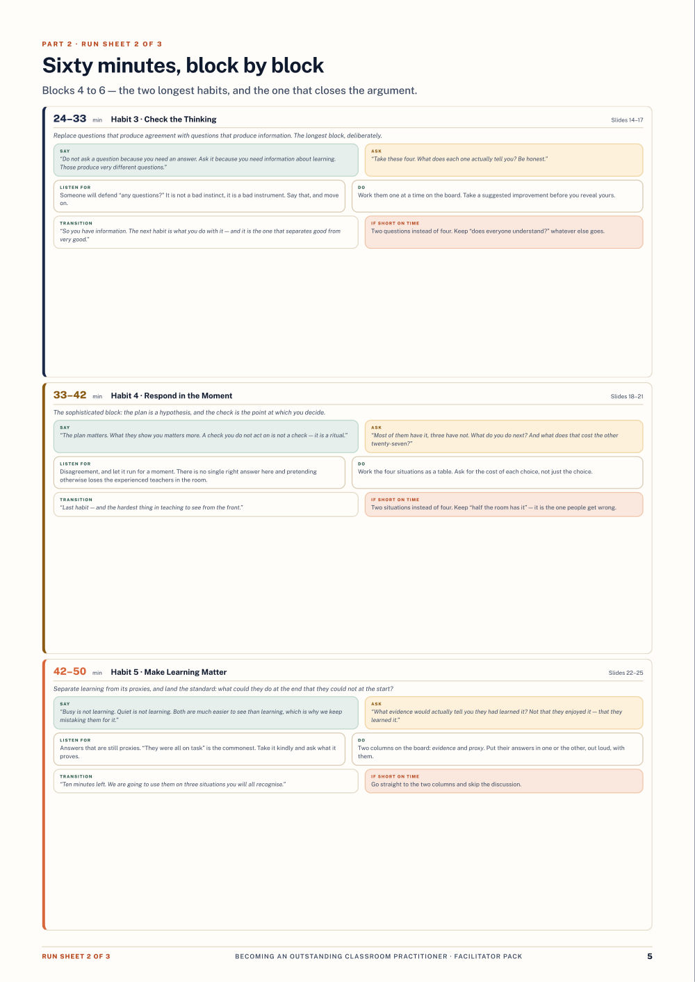 Page 5 of Becoming an Outstanding Classroom Practitioner — Facilitator pack