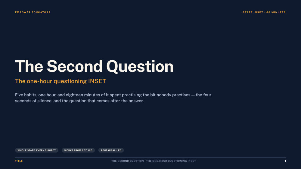 Page 1 of The Second Question — Slide deck