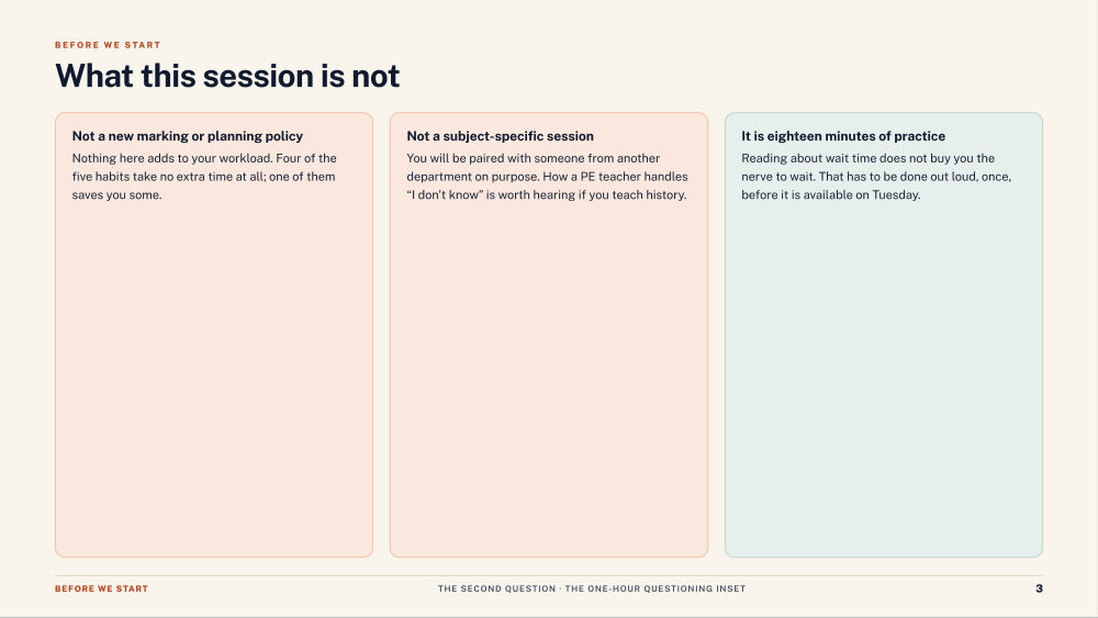 Page 3 of The Second Question — Slide deck