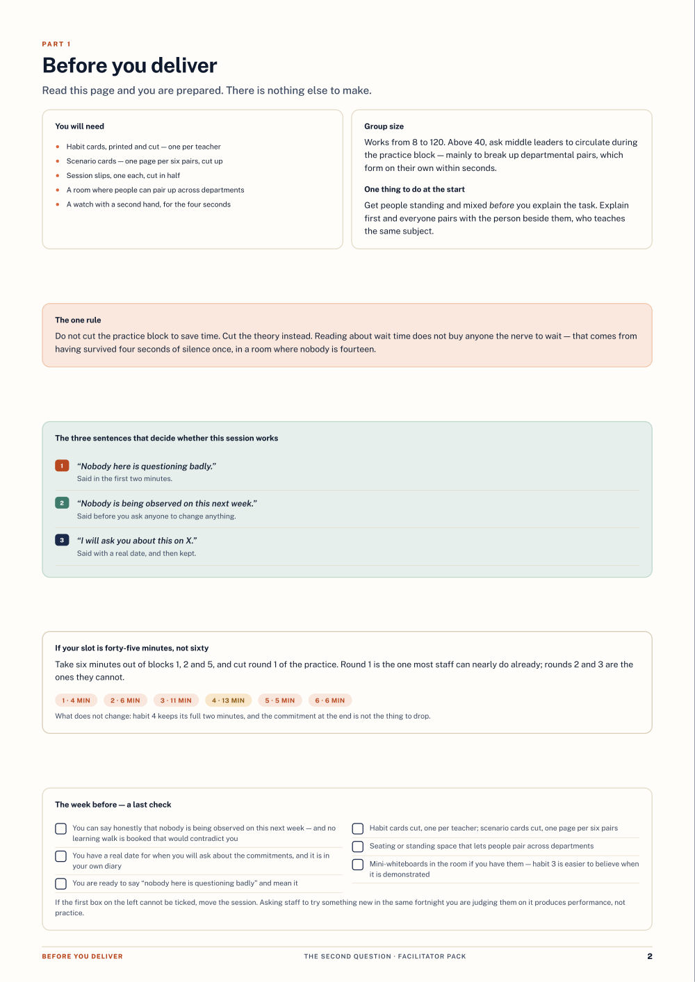 Page 2 of The Second Question — Facilitator pack