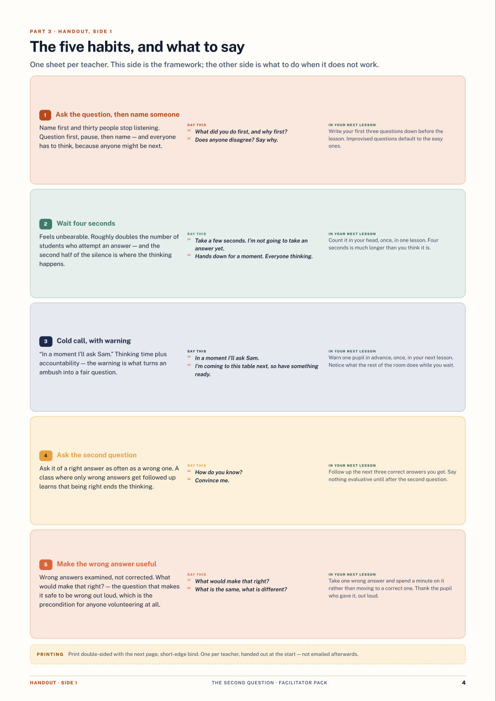 Page 4 of The Second Question — Facilitator pack