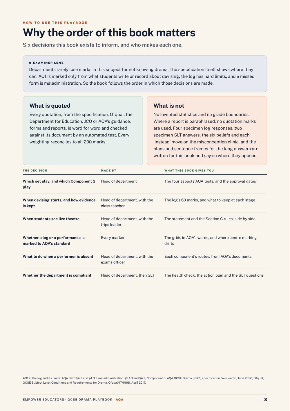 Page 3 of AQA GCSE Drama Assessment Objectives — Exam Preparation