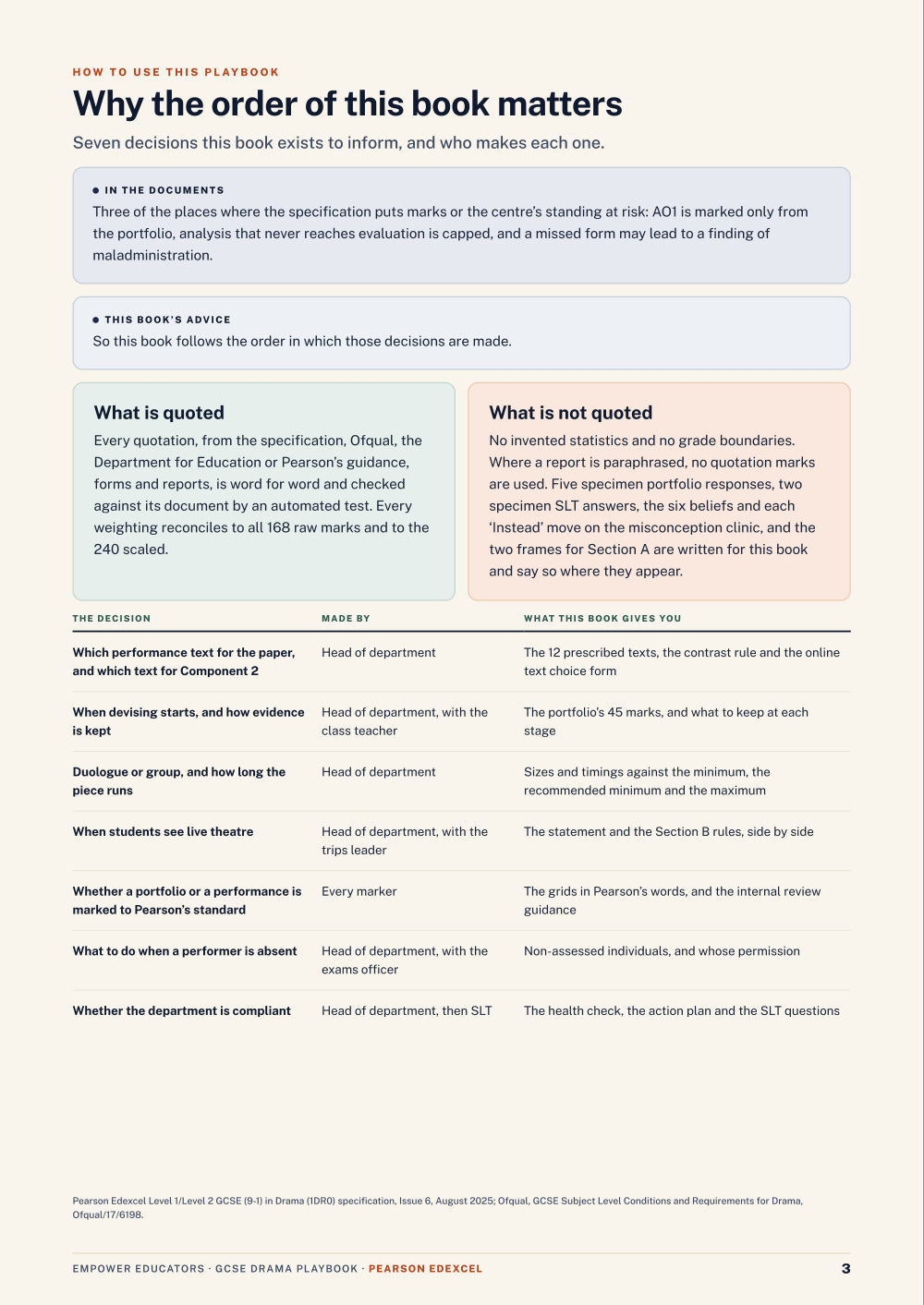 Page 3 of Pearson Edexcel GCSE Drama Assessment Objectives — Exam Preparation