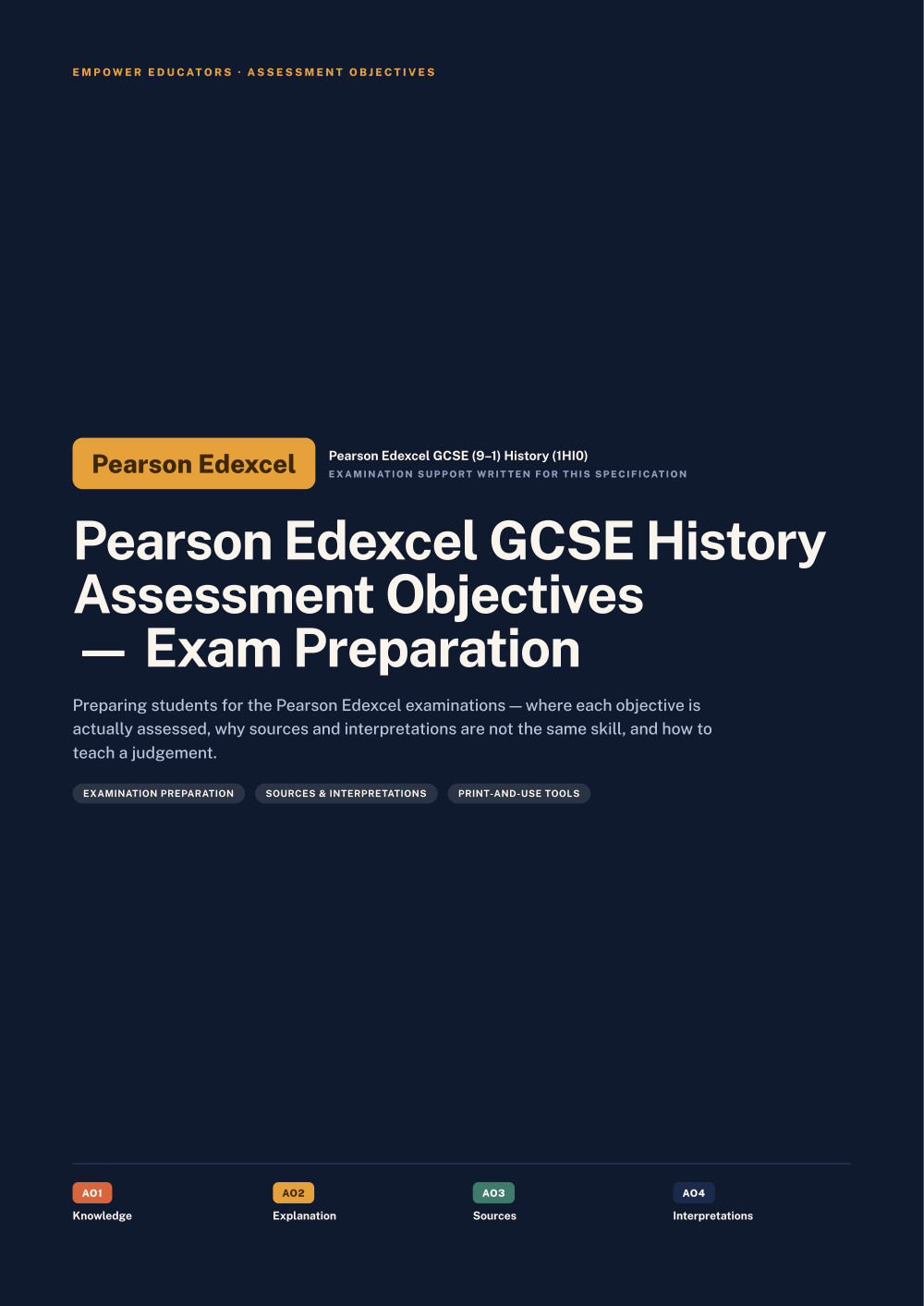 Page 1 of Pearson Edexcel GCSE History Assessment Objectives — Exam Preparation