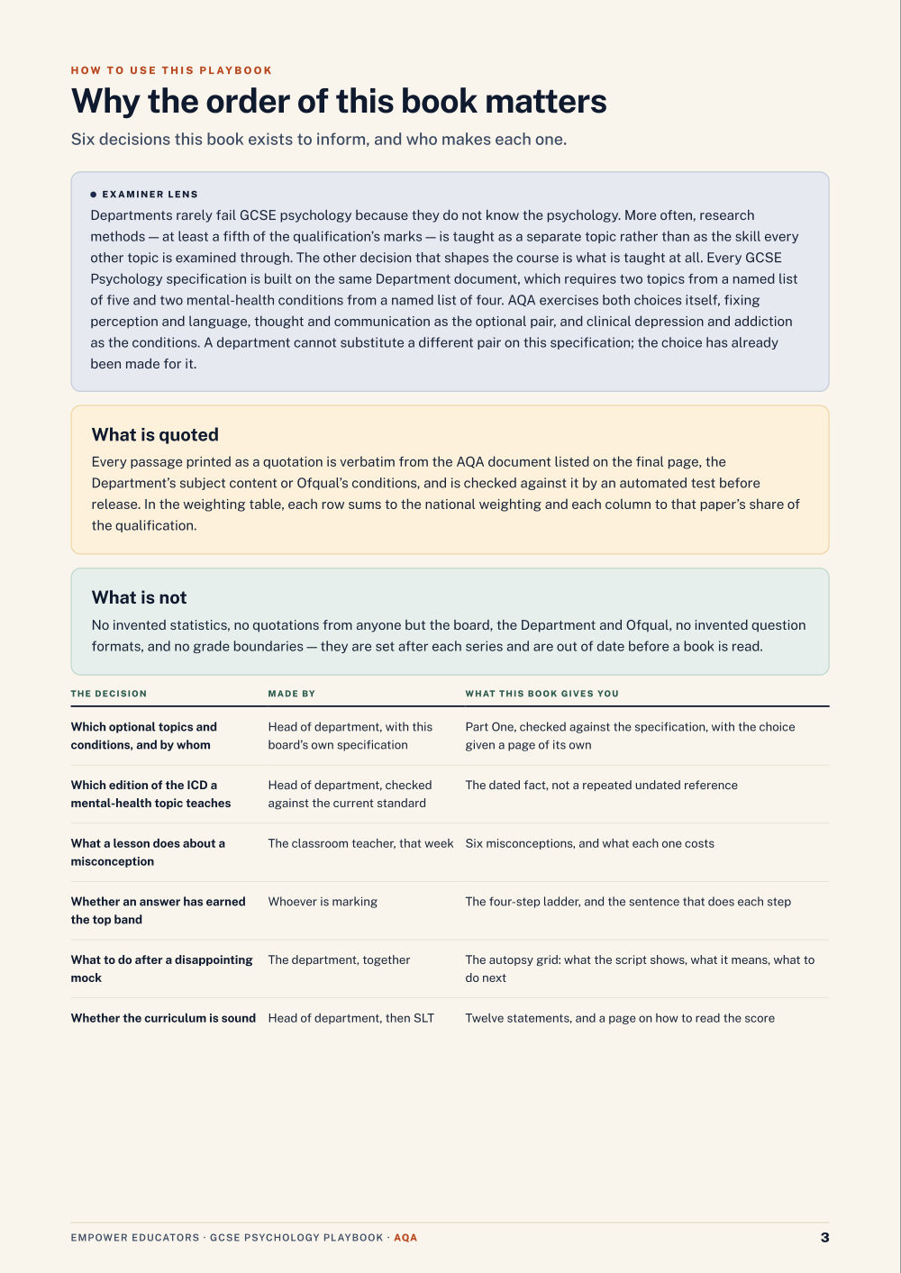 Page 3 of AQA GCSE Psychology Assessment Objectives — Exam Preparation