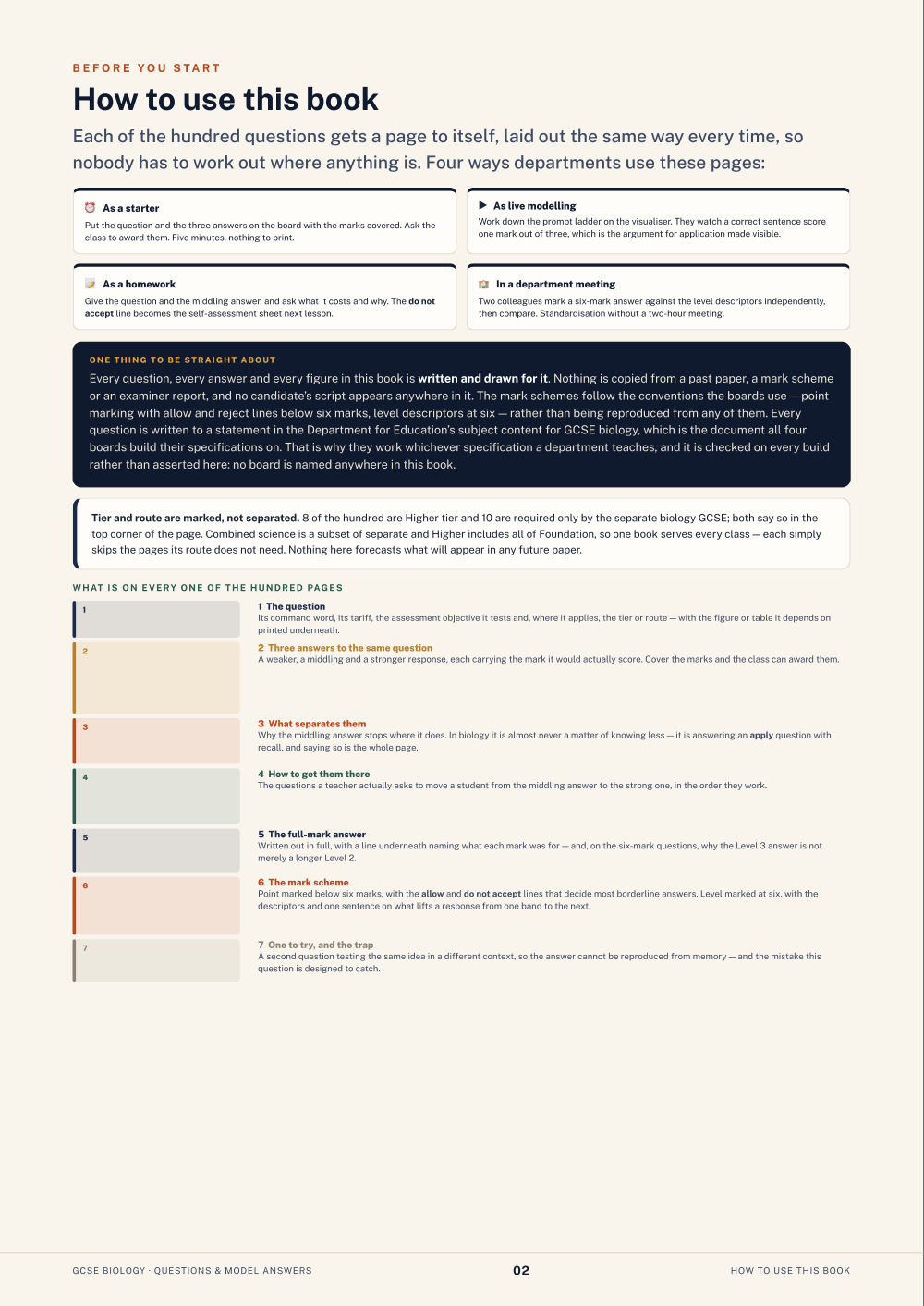 How to use this book · GCSE Biology Questions & Model Answers, page 2